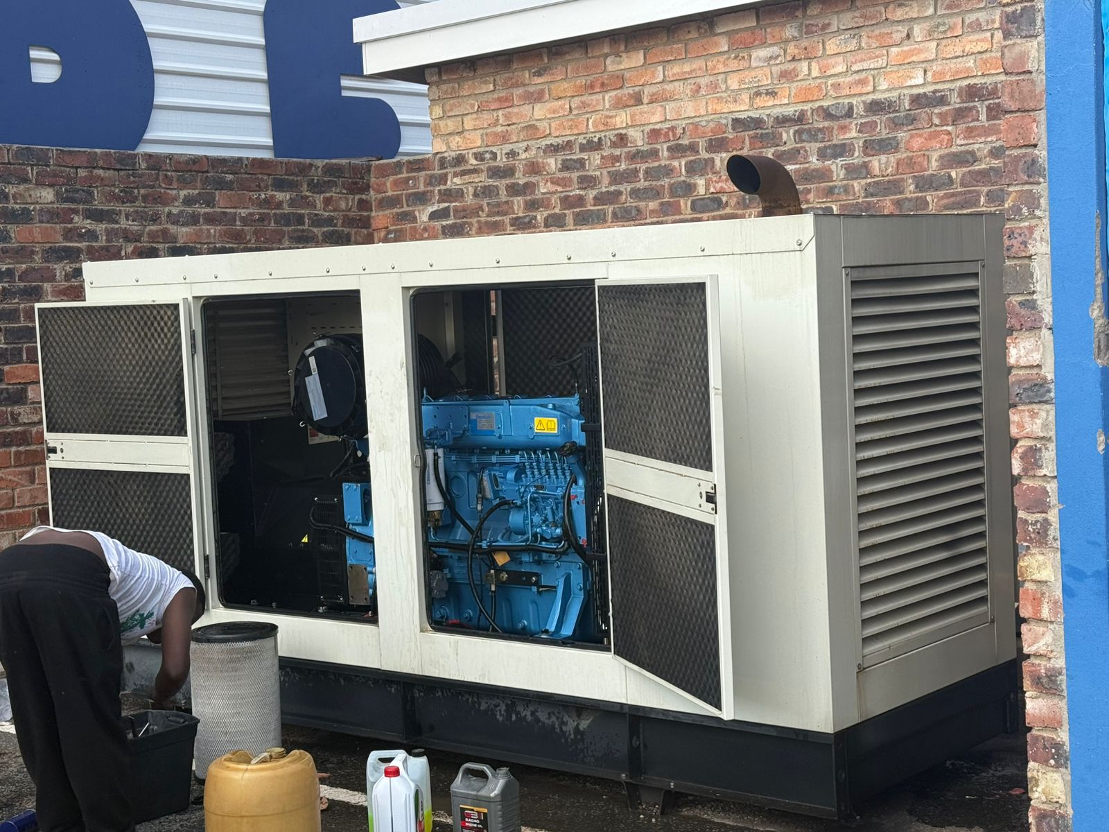 Onsite diesel generator servicing during a Johannesburg-area callout